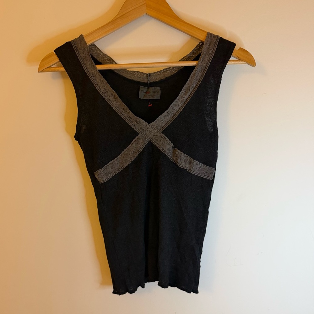 Michael Stars y2k Black Lace Trim Women's Top